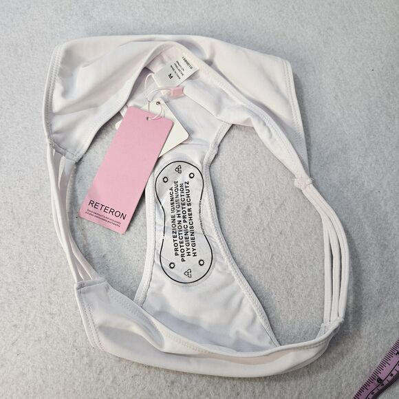 RETERON Sz M White Bikini Bottom NWT Strappy Cut Out - Picture 4 of 4